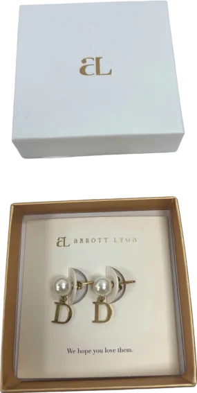 Abbott Lyon White/Gold Pearl 'D' Initial Earrings