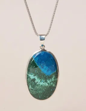 Azurite Malachite Oval Pendant - Large