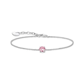 Bracelet with pink zirconia pendant