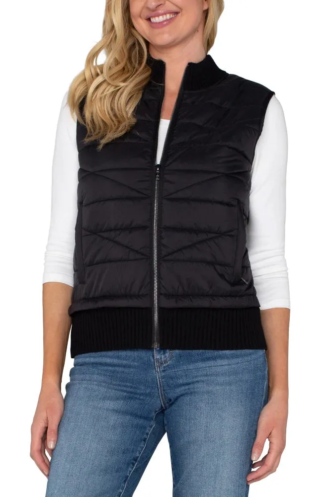 LA Sleeveless Quilted Vest-Black