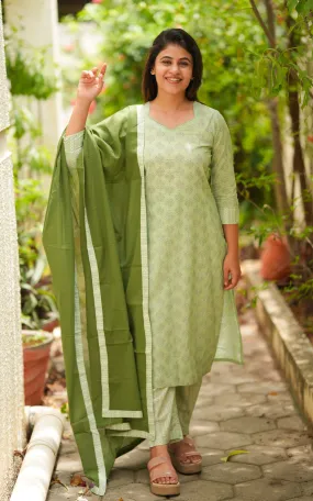 Malathy Green (Kurti Pant Dupatta)