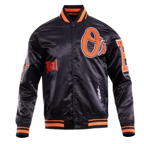 MLB BALTIMORE ORIOLES OLD ENGLISH MEN'S SATIN JACKET (BLACK/ORANGE)