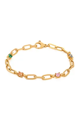 Oval Link Colorful Stone Bracelet