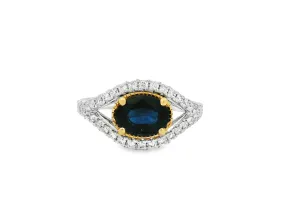 Platinum and 14K Yellow Gold Sapphire & Diamond Ring